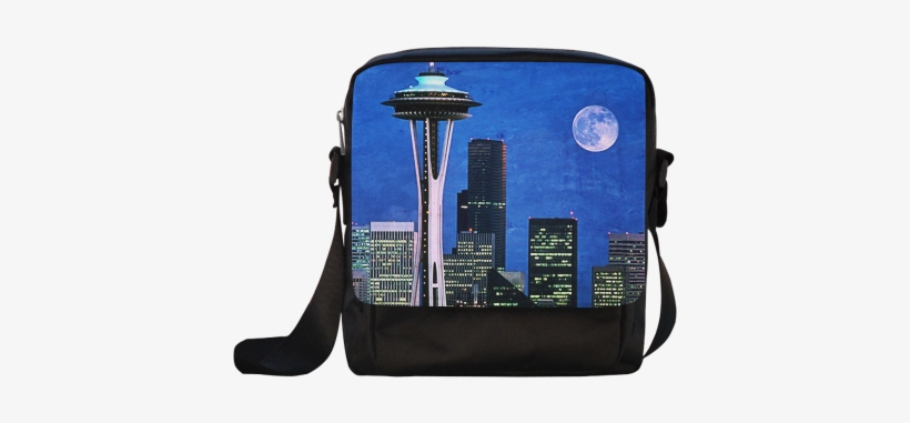 Seattle Space Needle Watercolor Crossbody Nylon Bags - Blue Seattle Blue Seattle Blue Seattle 60" Curtains, transparent png download