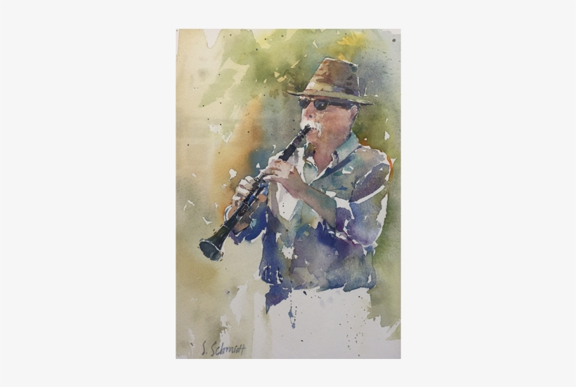 The Clarinet Player - Watercolor Painting, transparent png download