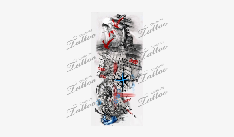 Trash Polka Nautical Sleeve - Trash Polka Sleeve Drawing, transparent png download