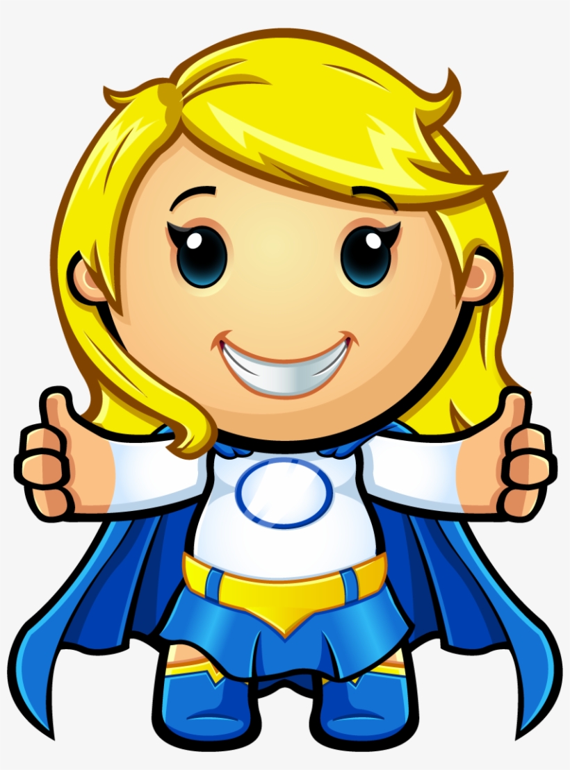 Blue And White Super Girl - Girl Thumbs Up Cartoon Png, transparent png download