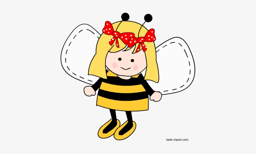 Adorable Bee Girl Free Clip Art Image - Cartoon, transparent png download