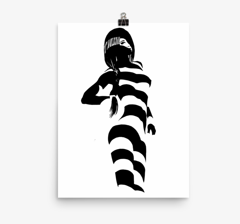 Printed Watercolor Hot Girl Poster Of A Sexy Naked - Zebra, transparent png download