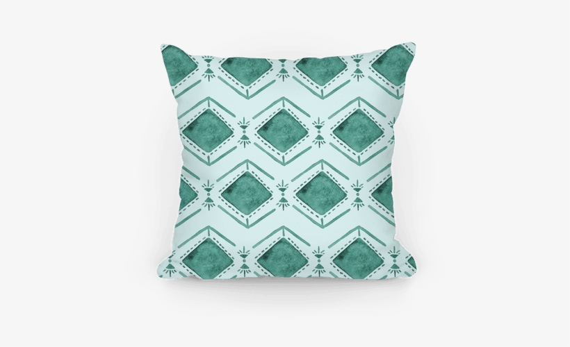 Turquoise Watercolor Tribal Pattern - Throw Pillow, transparent png download