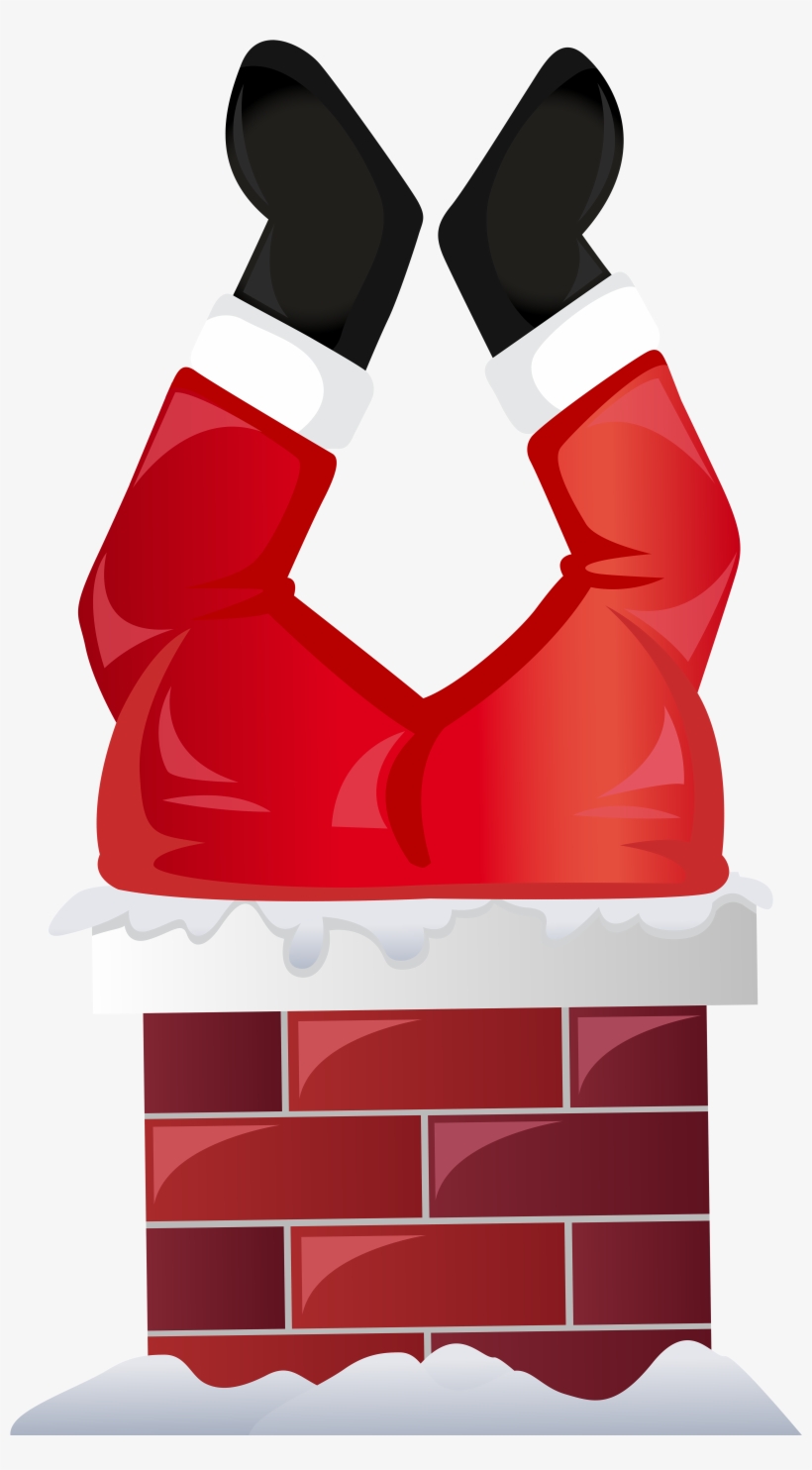 Funny Santa In Chimney Transparent Png Clip Art - Clip Art, transparent png download