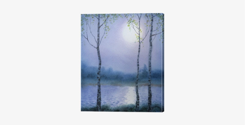 Spring Birch Trees Near The River Canvas Print • Pixers® - Watercolor Painting, transparent png download