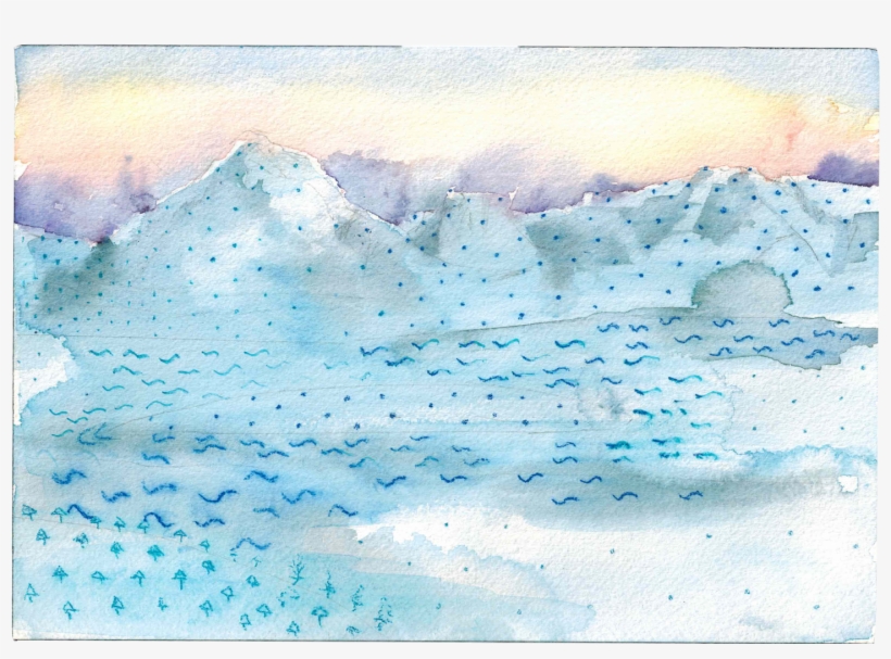 Watercolor Landscapes With Mapping Overlay - Painting, transparent png download