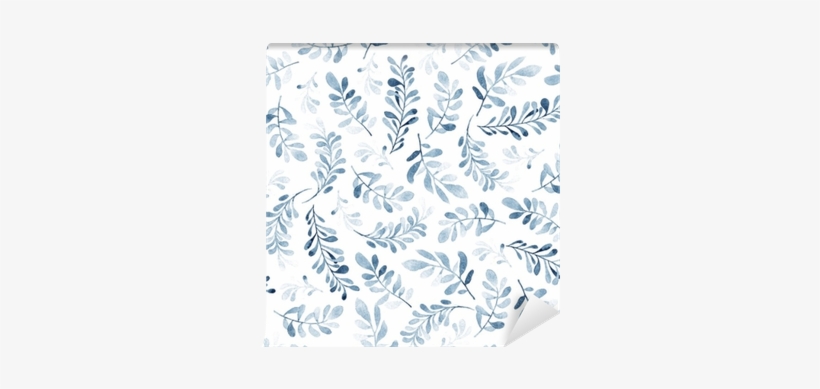Watercolor Seamless Pattern Of Blue Branches Isolated - Moof Floral Paper Wrapping, transparent png download