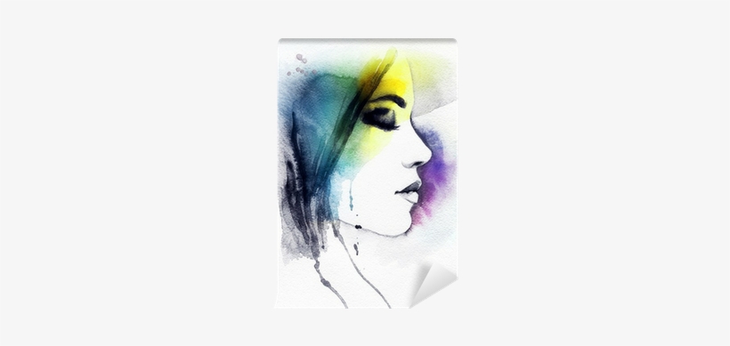 Woman Portrait - Art Print: Ismagilova's Woman Portrait .abstract Watercolor, transparent png download