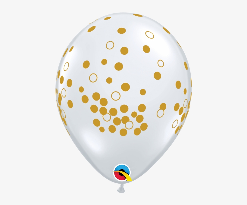 11 Inch Qualatex Diamond Clear With Gold Confetti Dots - Gold Dots On Diamond Clear 11-inch Qualatex Balloons, transparent png download