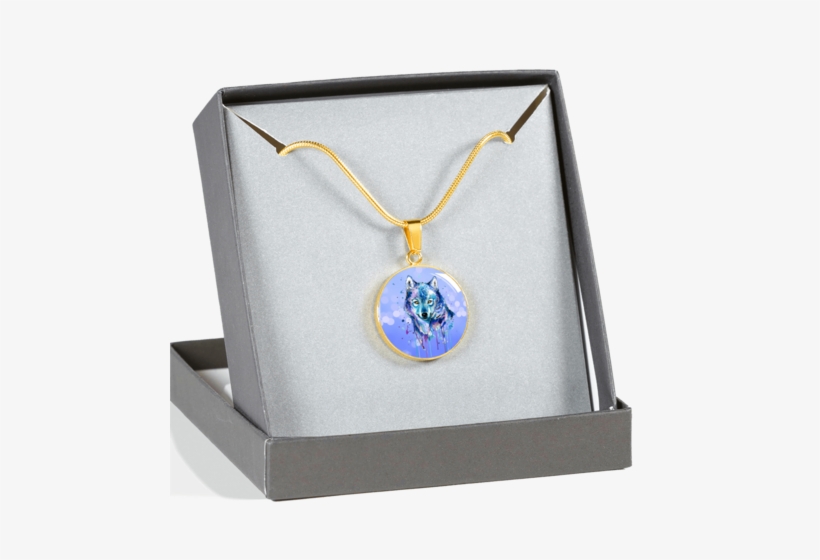 Watercolor Wolf Pendant Necklace - Necklace, transparent png download