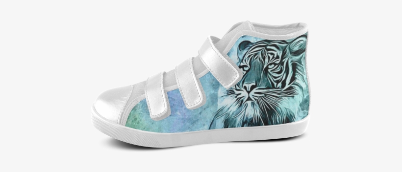 Watercolor Tiger Velcro High Top Canvas Kid's Shoes - Dongmen Custom Unisex Hatsune Miku Velcro Kids Canvas, transparent png download