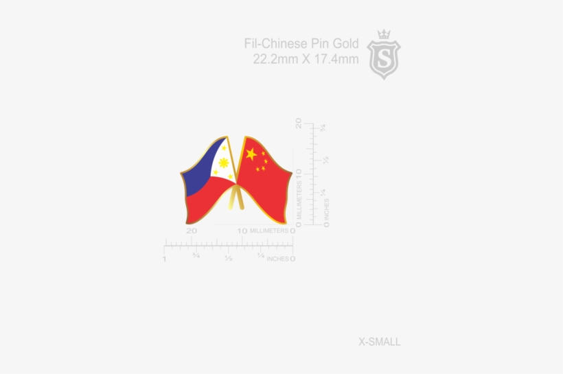 Fil-chinese Flag Pin Gold - Millimetre, transparent png download