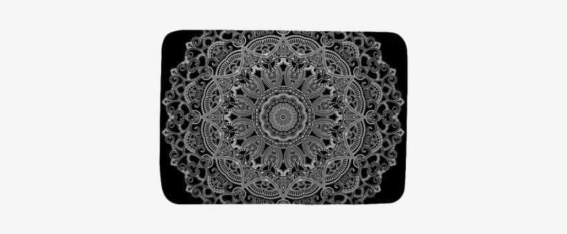 White Lace Circle On Black Background - Lace, transparent png download