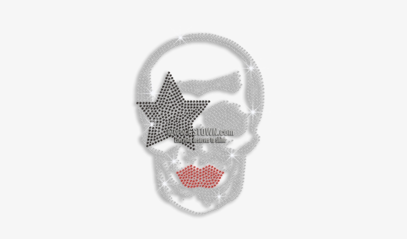 Creepy Skull With Star Iron-on Rhinestone Transfer - Emblem, transparent png download