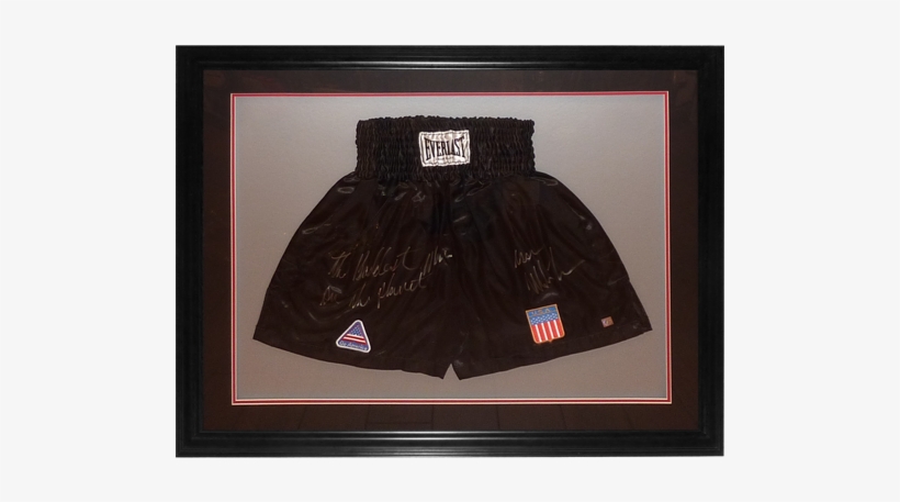 Mike Tyson Autographed Boxing Trunks Deluxe Framed - Boxing, transparent png download