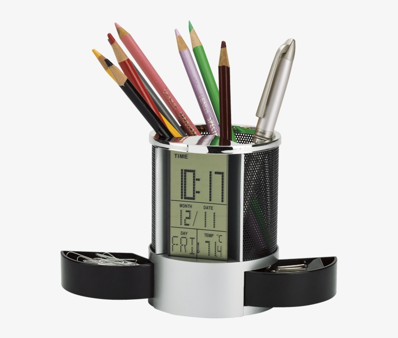Bd0036 Clock Organiser With Pen Cup - Eco Clock Organiser With Pen Cup, transparent png download