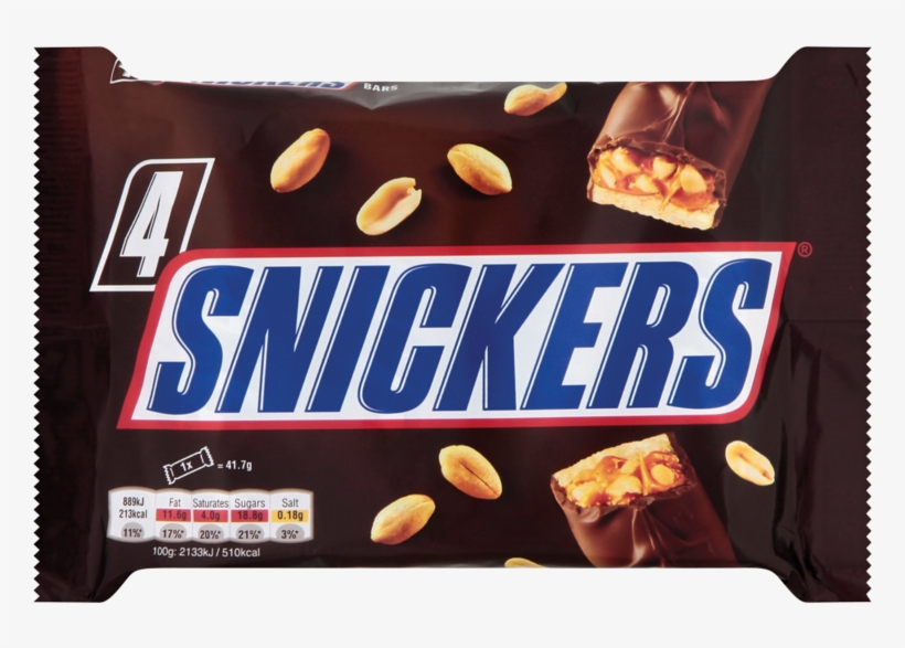 Snickers 4 X - Snickers Bars Pack 4, transparent png download