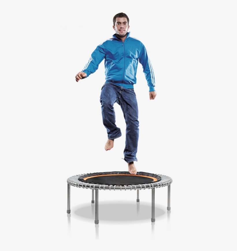 A Man Partakes In Low Impact Plyometric Training On - Trampoline, transparent png download