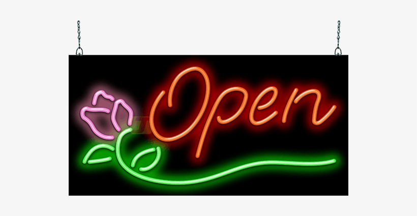 Rose Neon Open Sign Script Style - Neon Sign, transparent png download