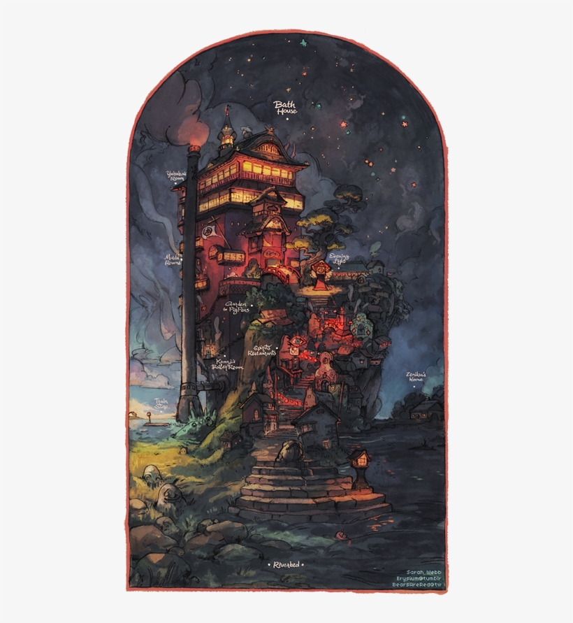 Spirited Away Map - Spirited Away Art, transparent png download