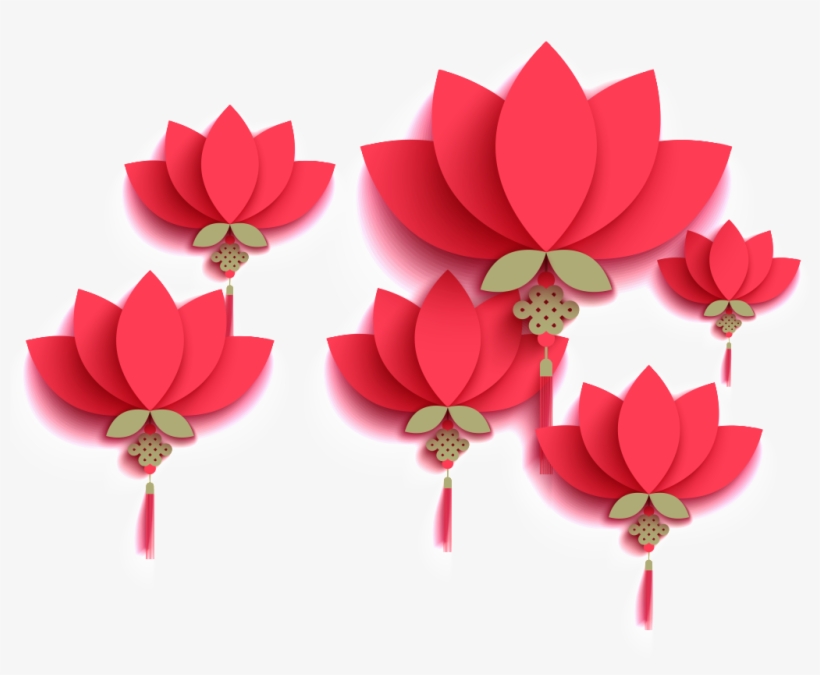 Chinese Style Lantern Lotus - 中秋 节 Png 素材, transparent png download