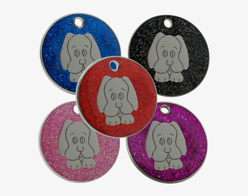 Glitter Pet Id Dog Tags With Dog Face Motif - Pet Tag, transparent png download