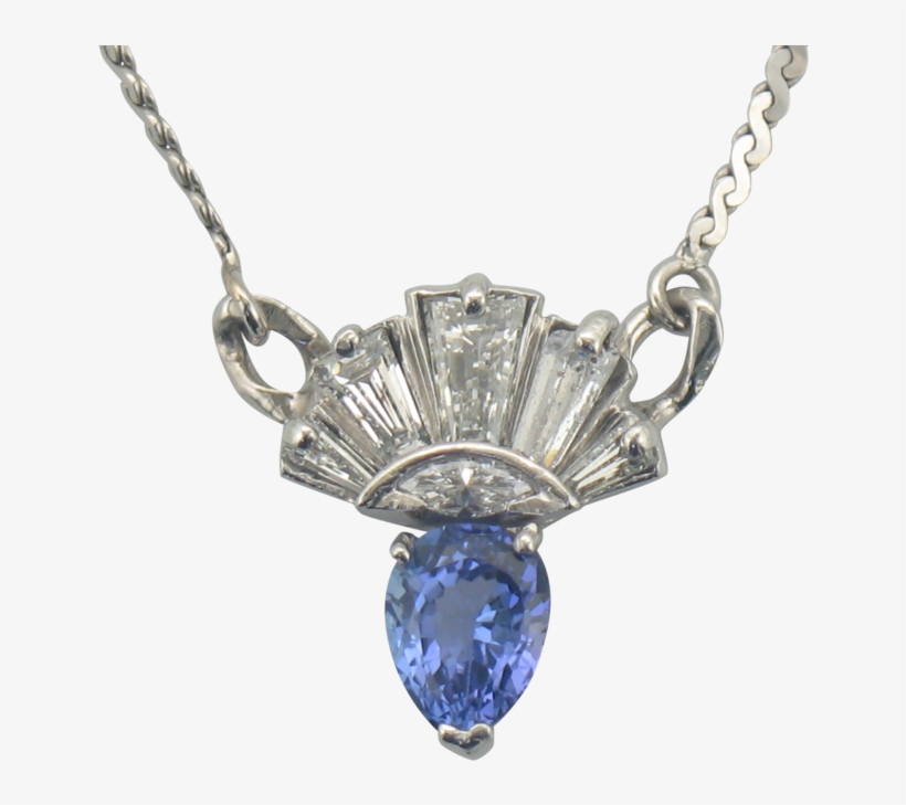 14k Pear Tanzanite & Baguette Diamond Necklace, transparent png download