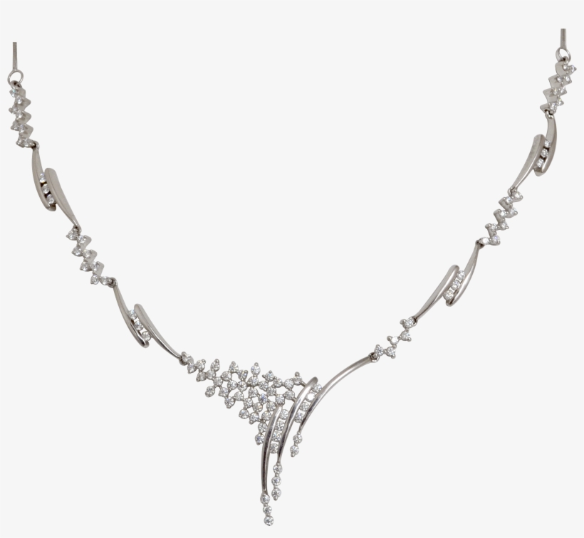 Exclusively Designed Diamond Stone Platinum Necklace - Necklace, transparent png download