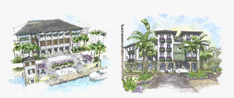 A Roof Deck, Shuttered Verandahs, And A Sheltering - Small Luxury Hotel Sketch, transparent png download