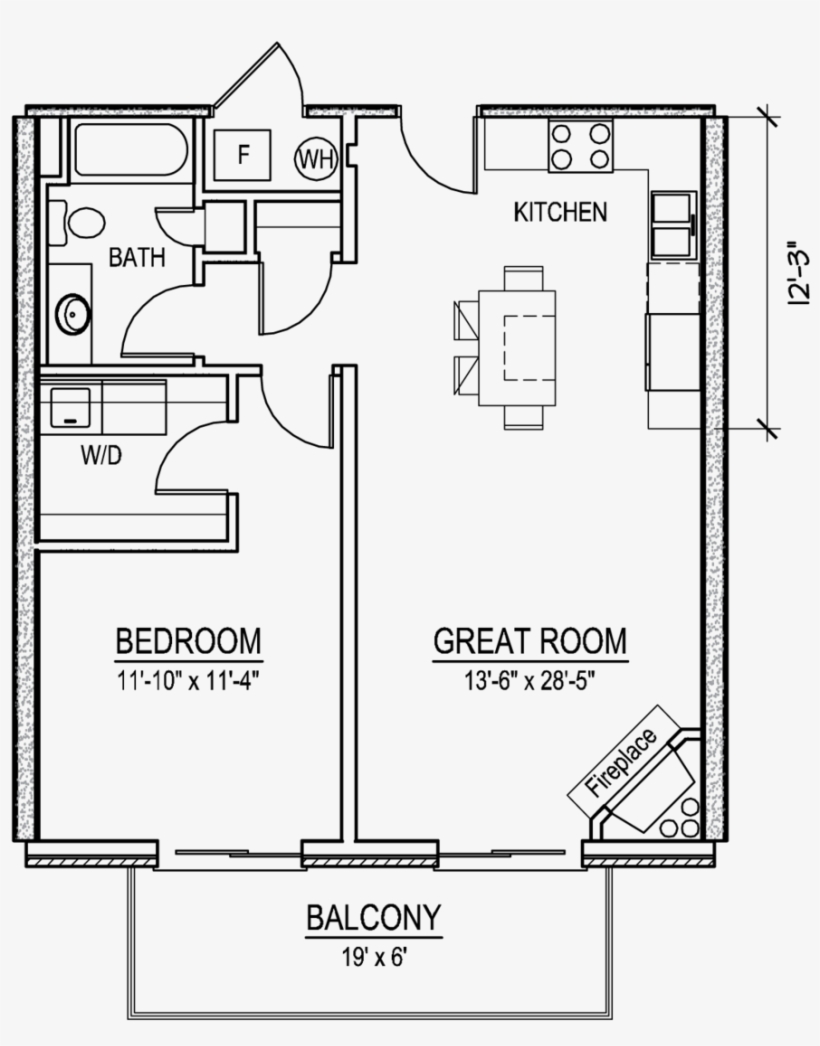 A 1 Bedroom With Balcony - Diagram, transparent png download