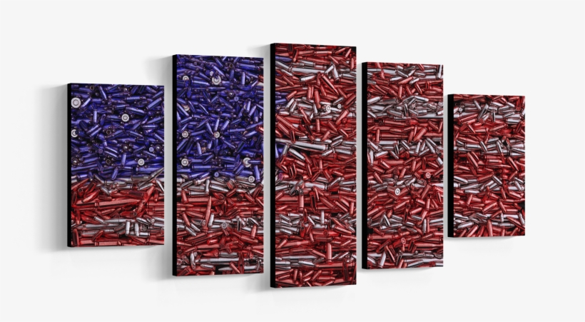 Five Piece Framed Canvas Wall Art Of The American Flag - Cuadros Modernos Blancos Rojos, transparent png download