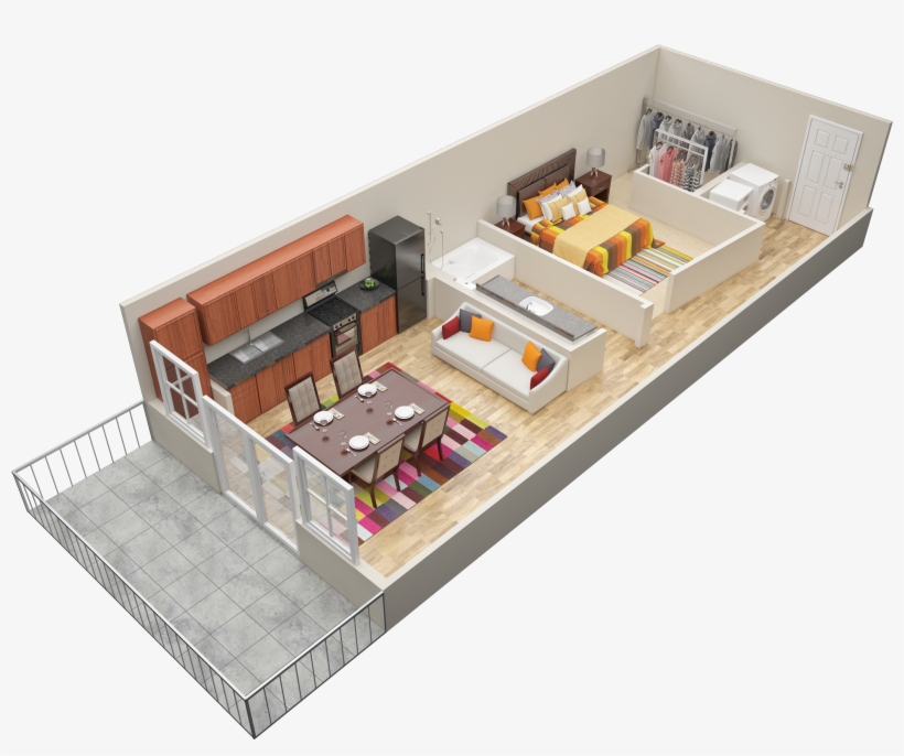 One Bedroom • One Bath • Balcony - One Bedroom With Balcony, transparent png download