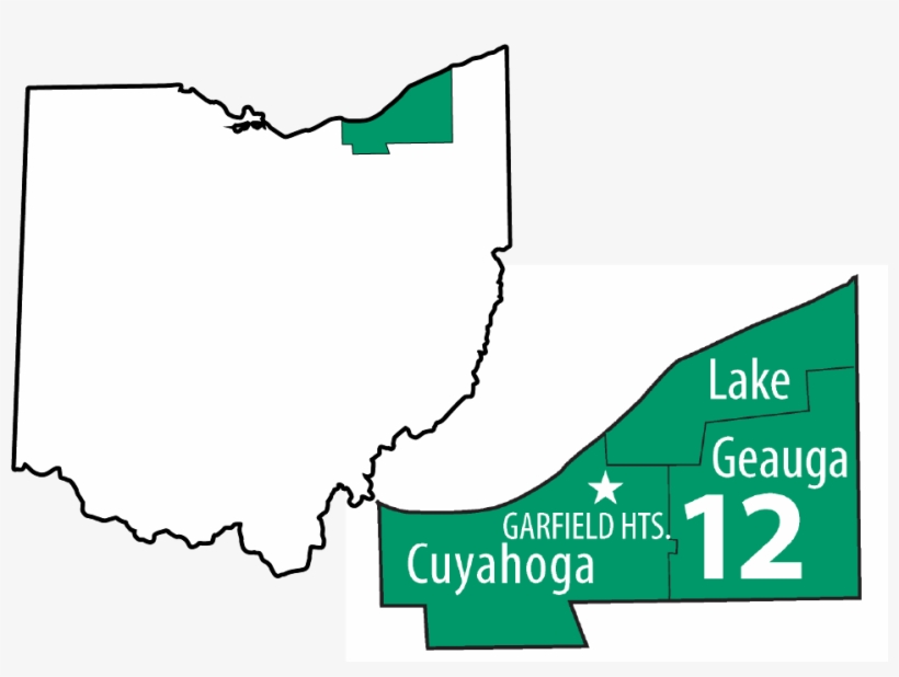 Ohio Map With D12 Outline - Ohio, transparent png download