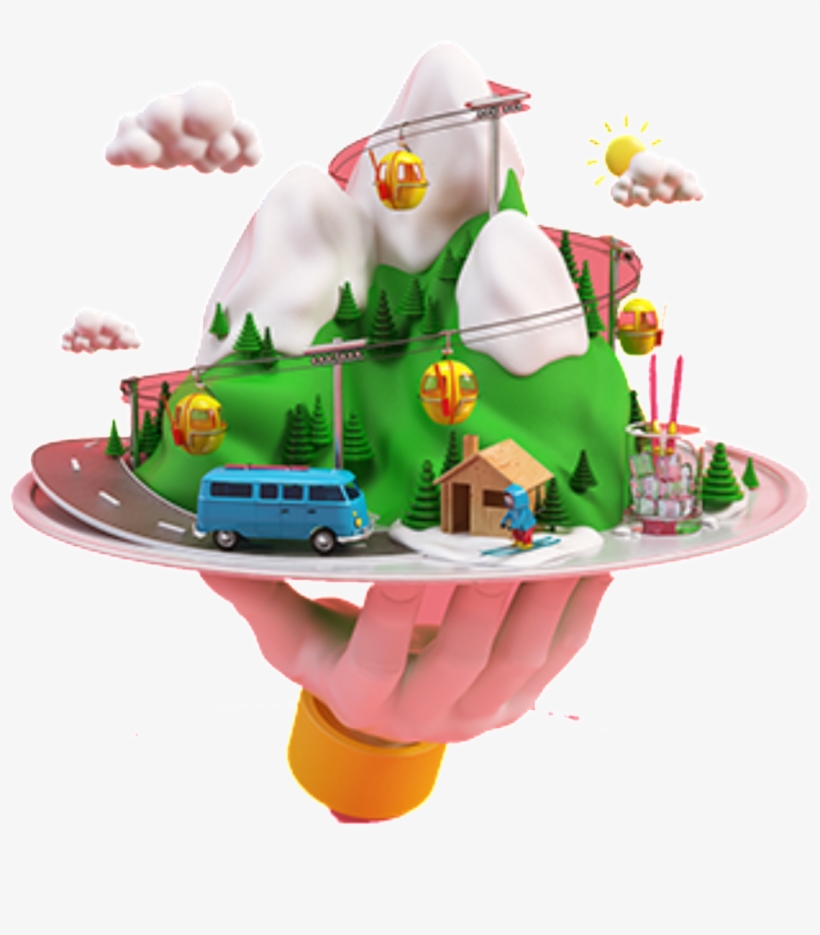 Highway Building Scene Design On Hand - 立體 島嶼, transparent png download