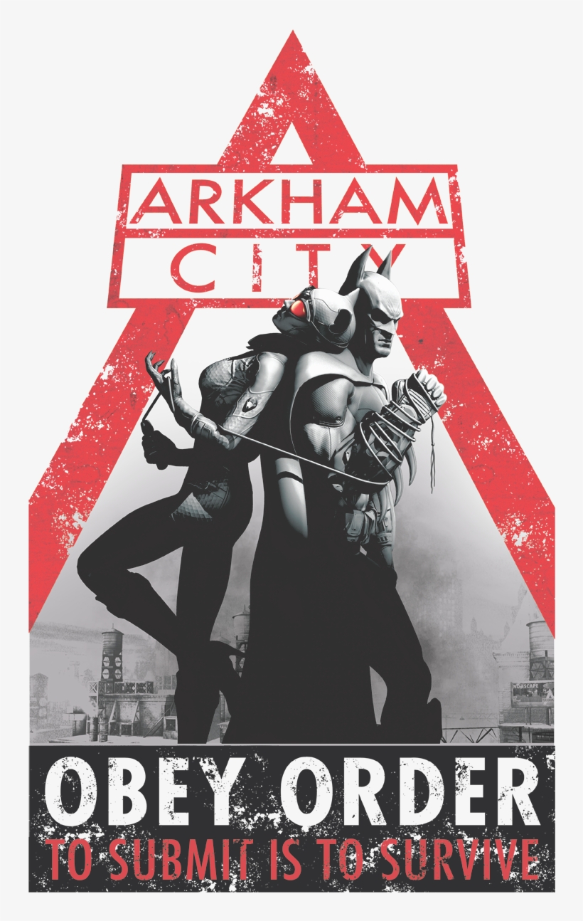 Arkham Obey Order Men's Long Sleeve T-shirt - Batman Arkham City, transparent png download