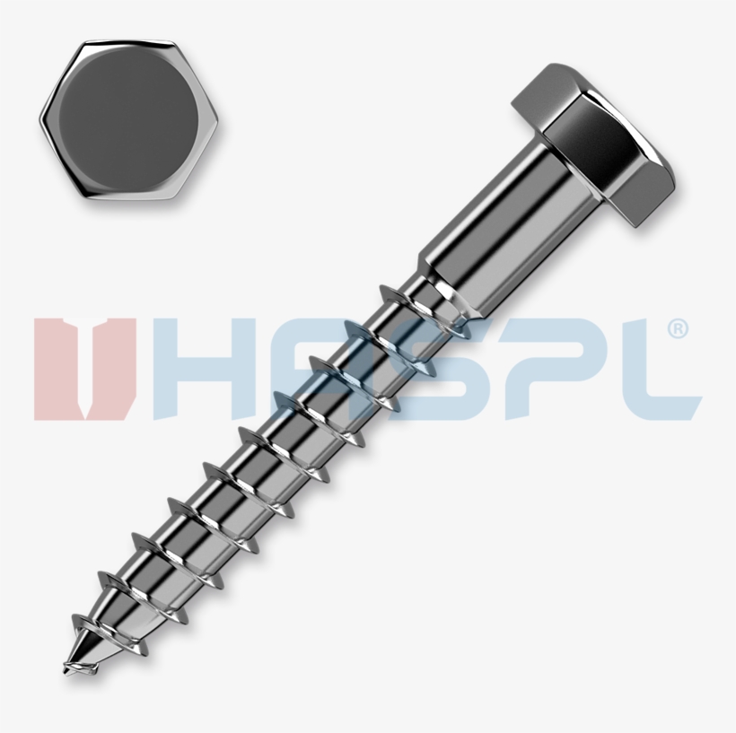 Hexagon Head Wood Screw 8x60,din 571, White Zinc Plated - Screw, transparent png download