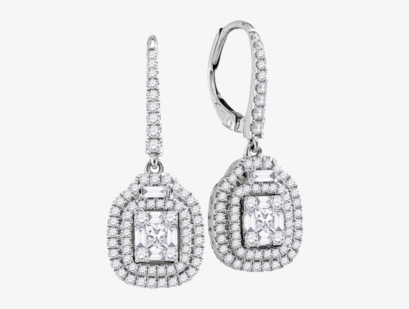 Drop / Dangle - 1 Ctw-diamond Cluster Earring, transparent png download