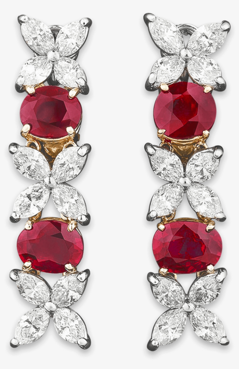Untreated Burma Ruby And Diamond Earrings - Not Applicable Untreated Burma Ruby And Diamond Earrings, transparent png download