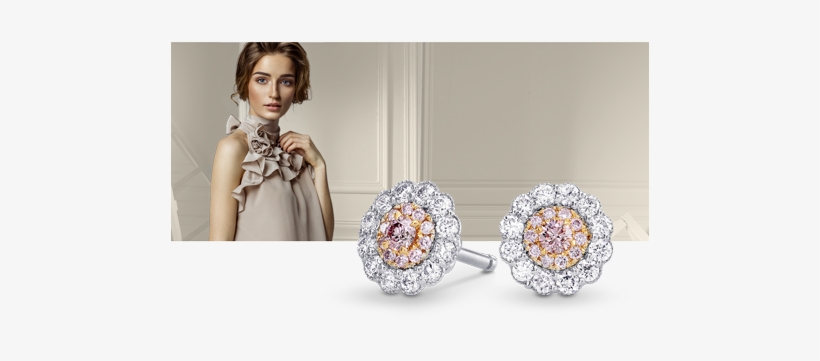 Yellow Diamond Earrings - Us Diamond Bureau Fancy Pink And White Diamond Pave, transparent png download
