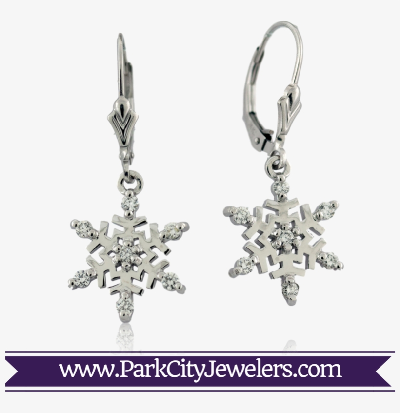 Flat Snowflake Diamond Earrings - Snowflake Necklace Gold Diamond, transparent png download