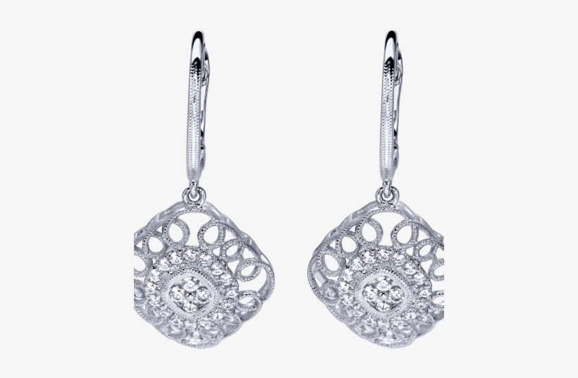 Diamond Earrings - Gabriel 14k White Gold Drop Earrings, transparent png download