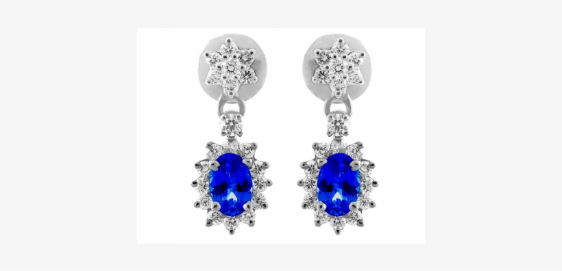 Blue Sapphire And Diamond Earring Set In 18k White - Sapphire, transparent png download