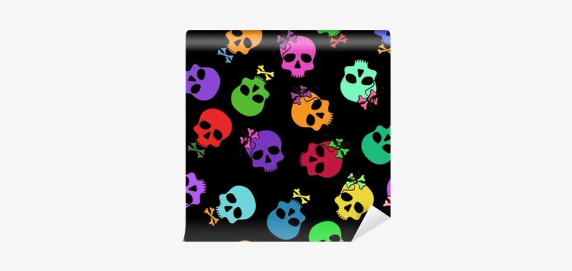 Seamless Pattern Of Funny Cartoon Skulls Wall Mural - Adediy Ade Fashion Custom Travel Umbrella Colorful, transparent png download