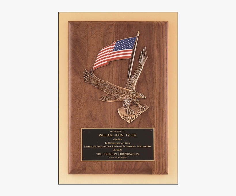 Solid American Walnut Airflyte Plaque With A Large - Colorful Flag And Eagle Plaque, transparent png download