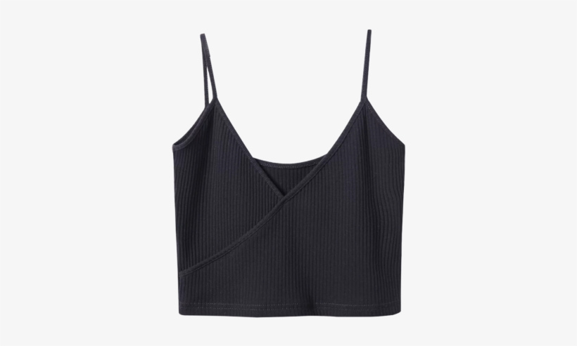 Zaful Women's Shirts Tank Tops Ribbed Surplice Cropped - Shirt, transparent png download
