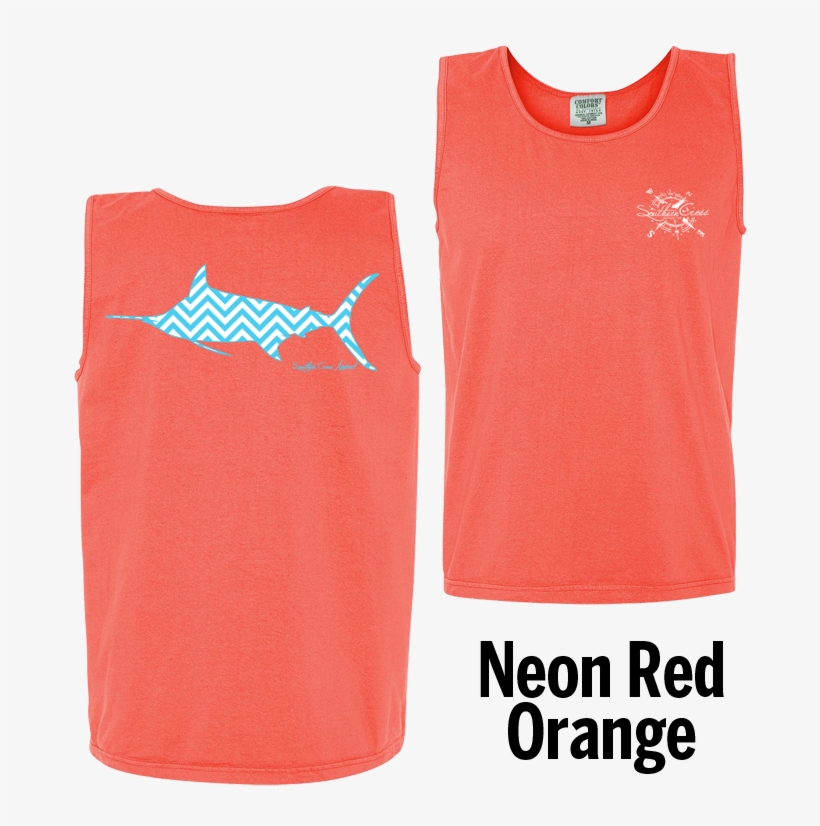 Chevron Marlin A/w Tank Top Neon Red Orange Small, - Top, transparent png download