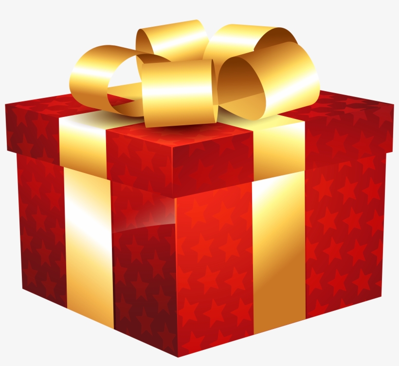 Red Gift With Stars Png Clipart - Portable Network Graphics, transparent png download