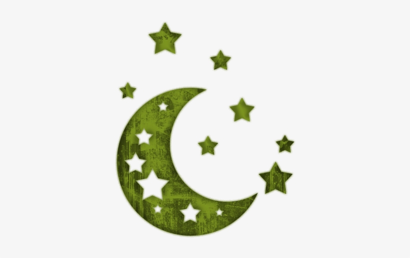 Moon Clip Art - Moon And Stars Green, transparent png download
