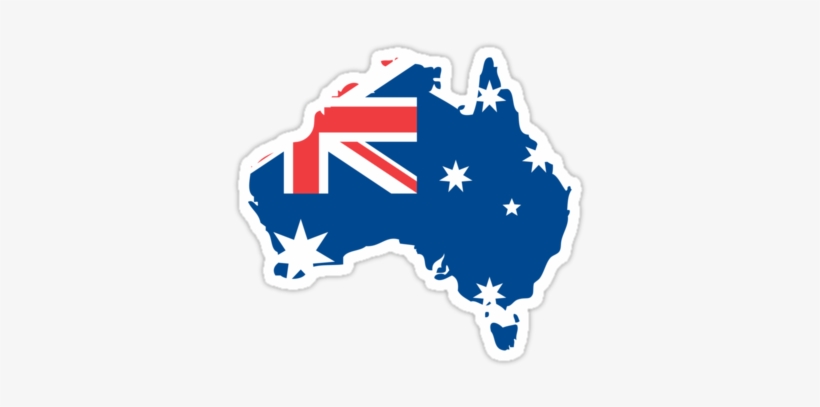 Australia Flag And Map" Stickers By Nhan Ngo - Australian Flag On Map, transparent png download