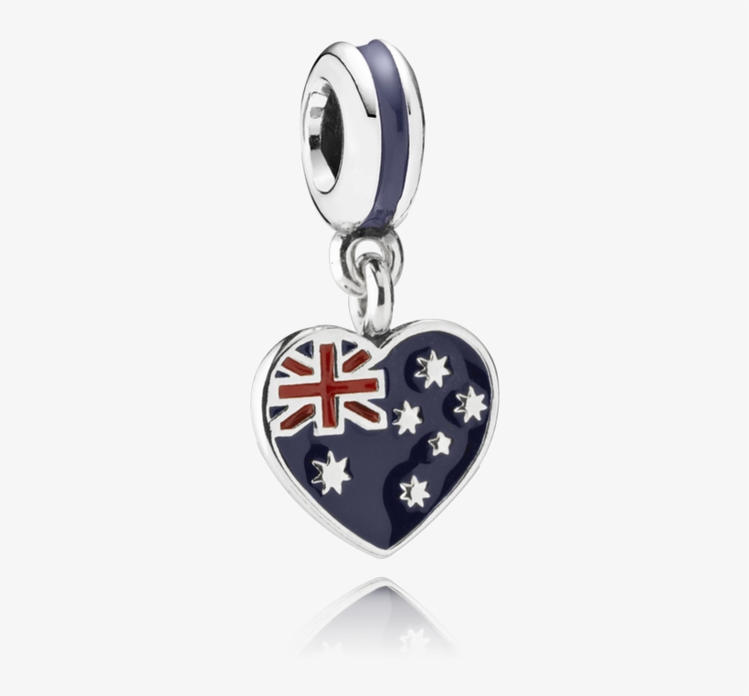 Australian Heart Flag, Blue & Red Enamel - Australian Flag Pandora Charm, transparent png download